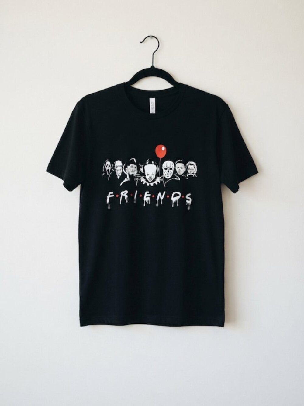 Bella + Canvas Horror Friends TV Show Mashup Graphic Tee Black XL
